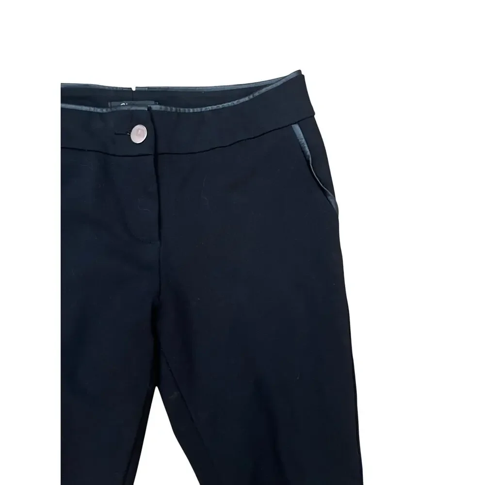 Shinestar Black Shaper Mid Rise Skinny Leg Pants‎ Leather Trim Pocketless Medium
